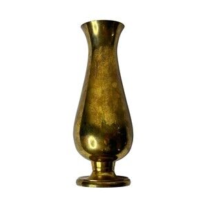 Vintage Pedestal Fluted Brass Vase, Mid Century Bud, Solid Brass Home Accent
